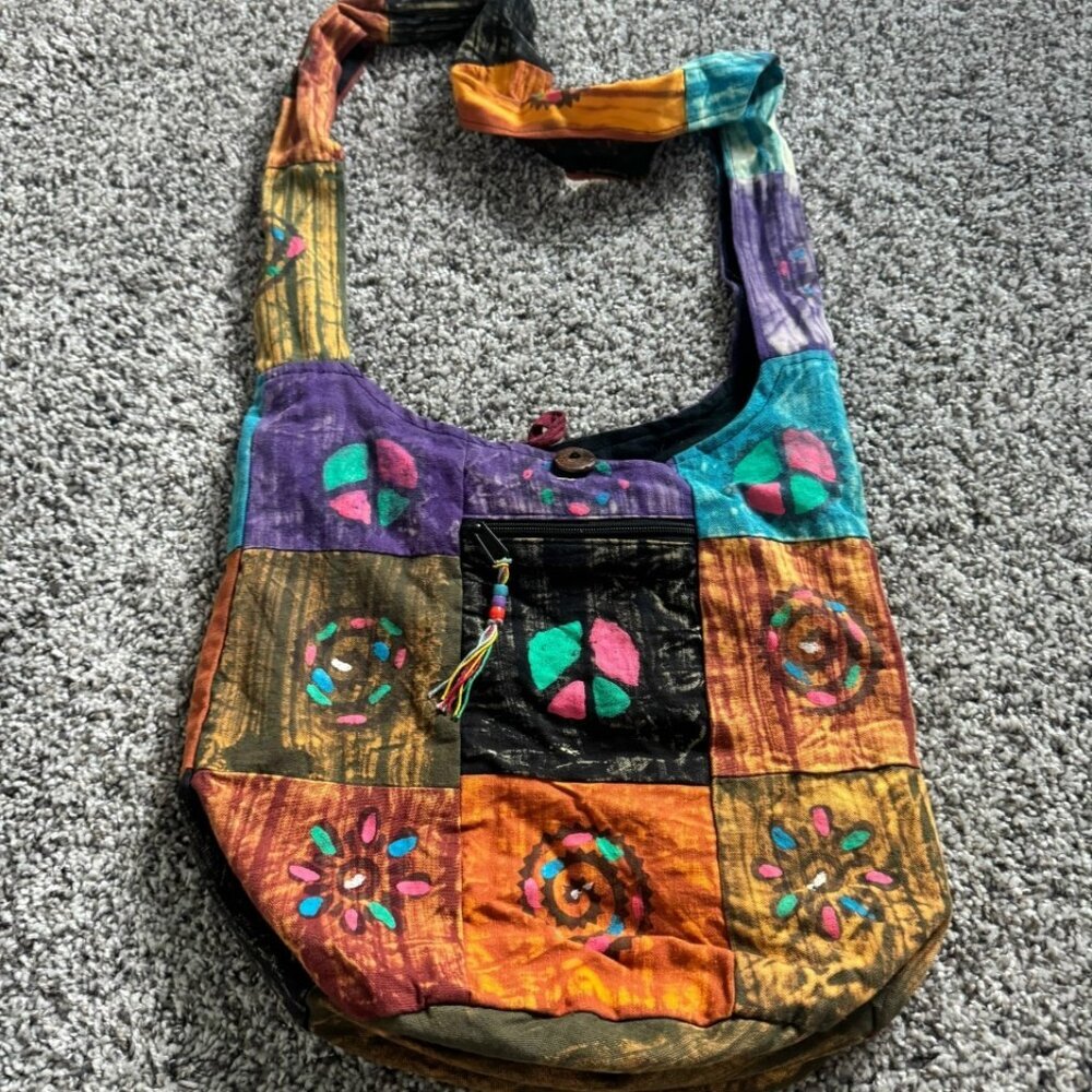 Rising International 100% Cotton Made in Nepal Patchwork Boho Crossbody Bag